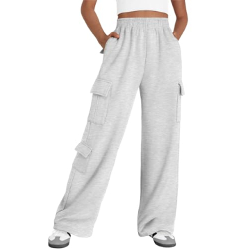 AUTOMET Womens Cargo Sweatpants Wide Leg Fleece Lined Y2k Pants Fall Winter Baggy Joggers with Pocke...