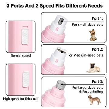 Casfuy Dog Nail Grinder Upgraded Professional Pet Nail Trimmer