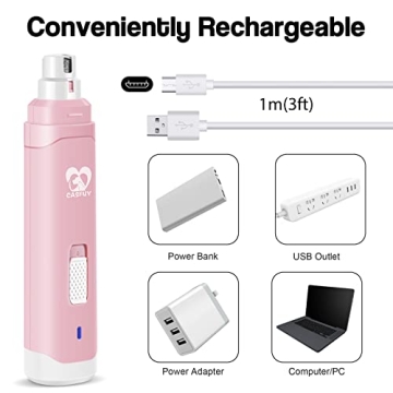 Casfuy Dog Nail Grinder Upgraded Professional Pet Nail Trimmer