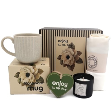 Triple Gifffted Gift Set for Women Including Coffee Mug Candle Wooden Heart Soft Scarf for Mom Wife ...