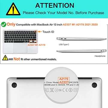 MOSISO Keyboard Cover Only Compatible with MacBook Air 13 inch 2021 2020 Release A2337 M1 A2179 Reti...
