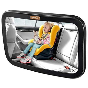 Smart eLf Baby Car Mirror, Large Safety Car Seat Mirror for Rear Facing Infant Child with Wide Cryst...
