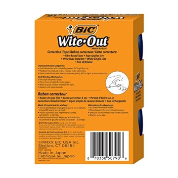 BIC Wite-Out Correction Tape - Instant Correction Convenience