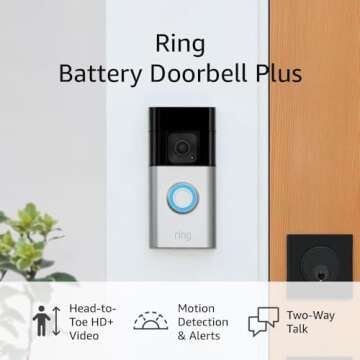 Ring Battery Doorbell Plus with Ring Stick Up Cam Battery, White