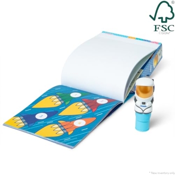 Melissa & Doug Sticker WOW!™ 24-Page Activity Pad and Sticker Stamper, 300 Stickers, Arts and Crafts Fidget Toy Collectible Character – Astronaut - FSC Certified