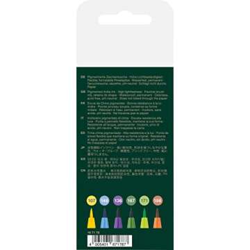 Faber-Castell Art & Graphic Pitt Artist Pen Brush India Ink Pen, Summer Vibe, Wallet Of 6, For Art, ...