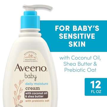 Aveeno Baby Daily Moisturizing Cream with Prebiotic Oat, Hypoallergenic Baby Lotion with Coconut Oil...