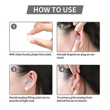 LYSIAN Moldable Soft Ear Plugs for Sleeping - Water Proof Noise Cancelling Wax Reusable Earplugs for Swimming, Travel, Flying - Suit for Side Sleeper, Kid and Adult