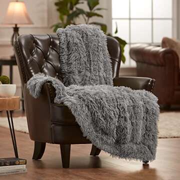 Chanasya Super Soft Shaggy Longfur Throw Blanket | Cozy Faux Fur Blanket | 60"x70" - Grey