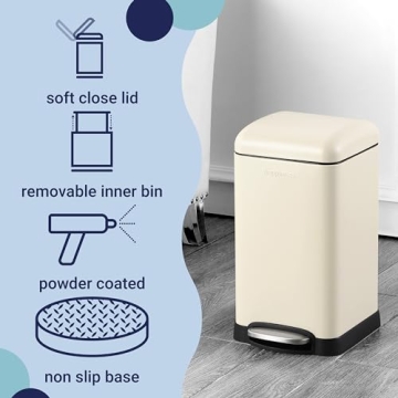 happimess Retro Mini Trash Can with Soft-Close Lid