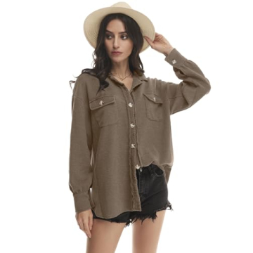 Yanekop Women's Waffle Knit Shacket - Stylish Layering Piece