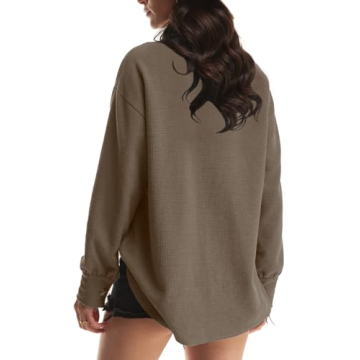 Yanekop Women's Waffle Knit Shacket - Stylish Layering Piece