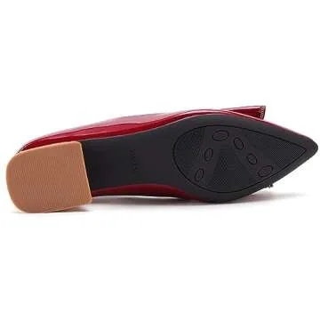 Women's Chunky Closed Toe Low Block Heels Work Pumps Comfortable Dress Wedding Shoes for Party Office Red Size 8.5