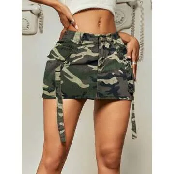Trendy Verdusa Women's Cargo Mini Denim Skirt with Pockets