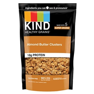 KIND Healthy Grains Clusters Almond Butter Granola, 10g Protein, Gluten-Free, 11 Ounce (Pack of 6) -...