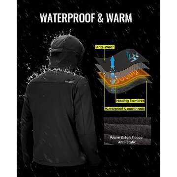 TIDEWE Heated Jacket for Women with Battery Pack, Hunting Coat (Black, Size S)