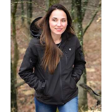 TIDEWE Heated Jacket for Women with Battery Pack, Hunting Coat (Black, Size S)
