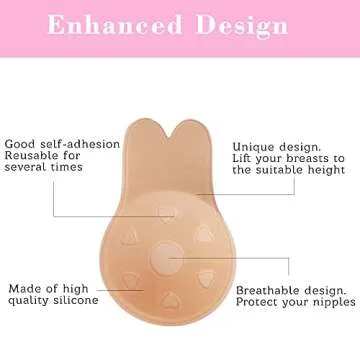 ONESING 6 Pairs Adhesive Bra Invisible Bra Sticky Bra Strapless Backless Bra Breast Lift Tape Nipple Covers for Women Reusable Pasties Rabbit Bra