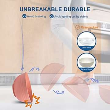 HOTEC Unbreakable Wheat Straw Bowls - Durable & Colorful Set