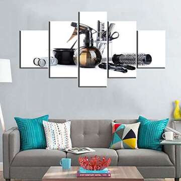 Haircut Salon Wall Pictures for Living Room Hair Curler Accessories Paintings Hairdresser Tools Artw...
