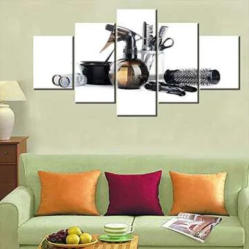 Vibrant Haircut Salon Wall Art - 5 Panel Canvas Set