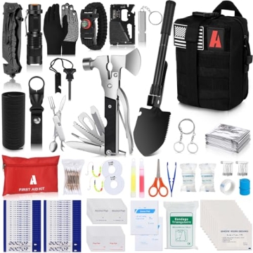 Furaso Emergency Survival Kit 257 pcs Professional Survival Gear Tool Tactical First Aid Kit Outdoor...