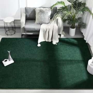 FlyDOIT 5x8 Dark Green Area Rug for Modern Homes