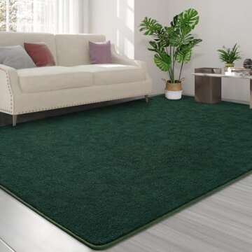 FlyDOIT 5x8 Dark Green Area Rug for Modern Homes