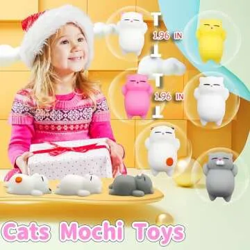 6 Pcs Cat Mochi Squishy Toys for Kids Party Favors, Animals Kawaii Squishies, Sensory Mini Mochi Toys for Kids, Fidget Bulk Toys for Kids Prizes, Easter Basket Stuffers, Goodie Bag Stuffers