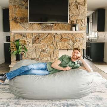 Big Joe Fuf Media Lounger Foam Filled Bean Bag Chair with Removable Cover