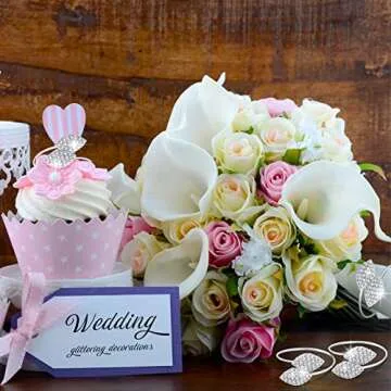 Hotop 24 Pcs Silver Napkin Rings Set Bling Napkin Rings Metal Leaves Holders Rhinestone Buckle for Valentine Party Wedding Celebrate Festival Dinner Table Decoration