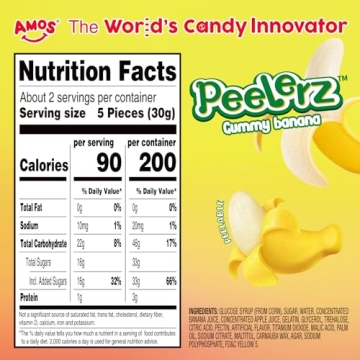 Amos Peelable Banana Gummies - Fat Free Snacks