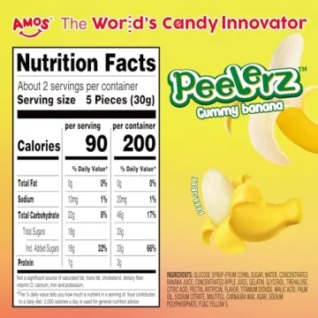 Amos Peelable Banana Gummies - Fat Free Snacks