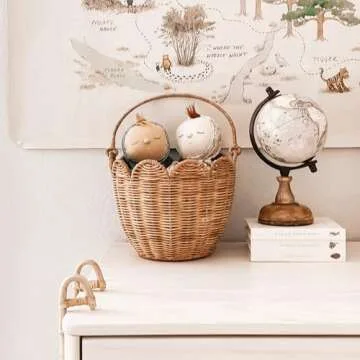 Stylish Scalloped Edge Rattan Storage Basket for Home