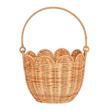 Stylish Scalloped Edge Rattan Storage Basket for Home