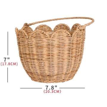 Stylish Scalloped Edge Rattan Storage Basket for Home