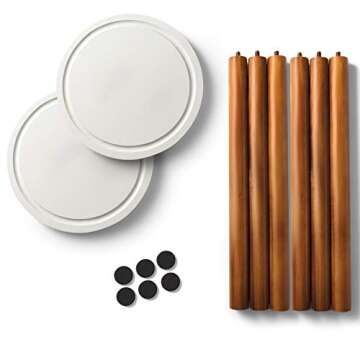 LITADA Wood Plant Stand (Set of 2) Mid Century Small Side Table, 15.8’’ Tall – Round Side End Table Flower Pot Holder Home Decor (Plant and Pot NOT Included) (2 Pack, White )