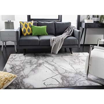 SAFAVIEH Craft Collection Area Rug - 8' x 10', Grey & Silver, Modern Abstract Design, Non-Shedding &...