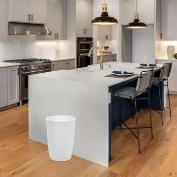 Small Trash Can – Open Top Garbage Cans for Kitchen, Office, Dorm, Bathroom, etc. –Waste Can for Compact/Tight Spaces – The Perfect Bathroom Trash Can - 1.58 Gallon Trash Bin – Glossy White