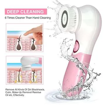 Face Brush Electric Face Cleansing Brush Skin Cleansing Face Scrubber with 3 Brush Heads TOUCHBeauty Spin Brush for Deep Cleansing Exfoliation, Facial Cleanser Brush for Massaging