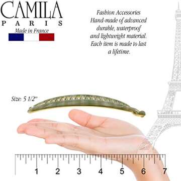 Camila Paris CP3105 French Large Banana Clip Hair Comb, Flexible Banana Clips Hair for Thick Hair Ponytail Holder Interlocking Banana Hair Clips Styling Hair Banana Clips for Women Made in France