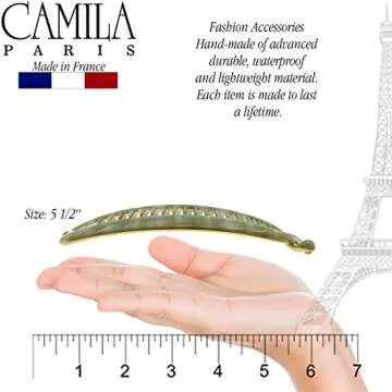 Camila Paris CP3105 French Large Banana Clip Hair Comb, Flexible Banana Clips Hair for Thick Hair Ponytail Holder Interlocking Banana Hair Clips Styling Hair Banana Clips for Women Made in France