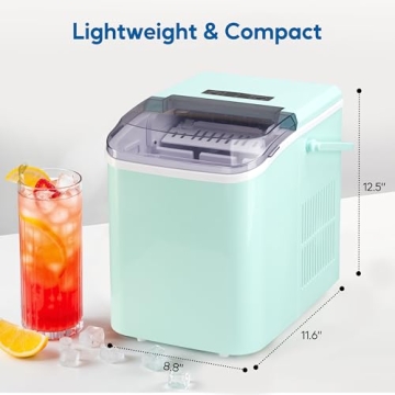 HealSmart Countertop Ice Maker Machine - Rapid 6-Minute Ice Production, Self-Cleaning, Portable Desi...