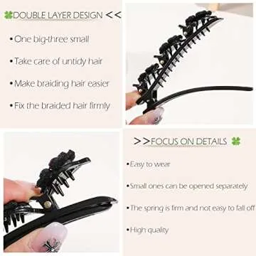 12PCS Sparkling Crystal Stone Braided Hair Clips for Women and Girls, Easily Braided Hair Clips Hair Bands, Shiny Rhinestone Hair Clip, Chopped Hairpin Duckbill Clips
