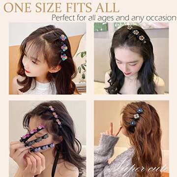 12PCS Sparkling Crystal Stone Braided Hair Clips for Women and Girls, Easily Braided Hair Clips Hair Bands, Shiny Rhinestone Hair Clip, Chopped Hairpin Duckbill Clips