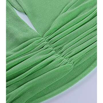 LYANER Women's Deep V Neck Halter Crop Top Tie Back Sleeveless Backless Cami Green Medium