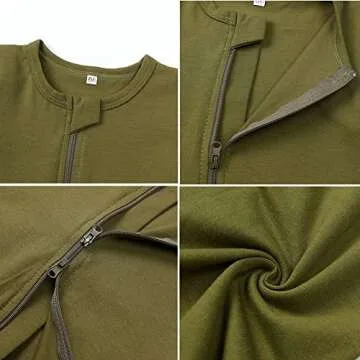 Feidoog Toddler 2 Pack Baby Zipper Rompers Cotton Short Sleeve 2 Way Zipper One Piece Jumpsuit Outfits,Dark Green,3-6M