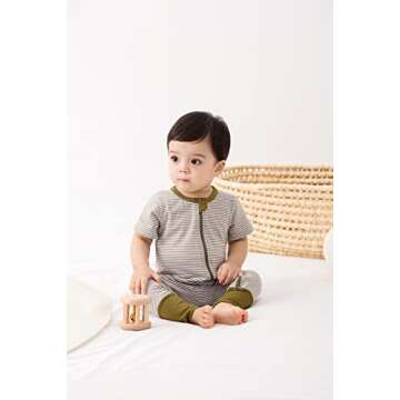 Feidoog Toddler 2 Pack Baby Zipper Rompers Cotton Short Sleeve 2 Way Zipper One Piece Jumpsuit Outfits,Dark Green,3-6M