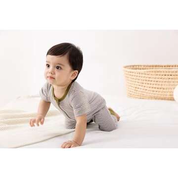 Feidoog Toddler 2 Pack Baby Zipper Rompers Cotton Short Sleeve 2 Way Zipper One Piece Jumpsuit Outfits,Dark Green,3-6M