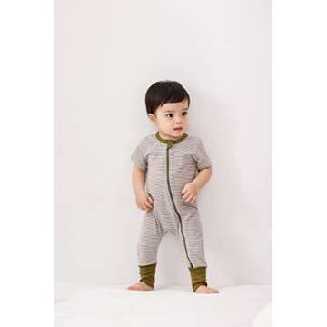 Feidoog Toddler 2 Pack Baby Zipper Rompers Cotton Short Sleeve 2 Way Zipper One Piece Jumpsuit Outfits,Dark Green,3-6M